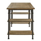 Meya Writing Desk I 4 Shelves I Planked Brown Wood I Wrought Iron I 60"