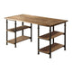 Meya Writing Desk I 4 Shelves I Planked Brown Wood I Wrought Iron I 60"