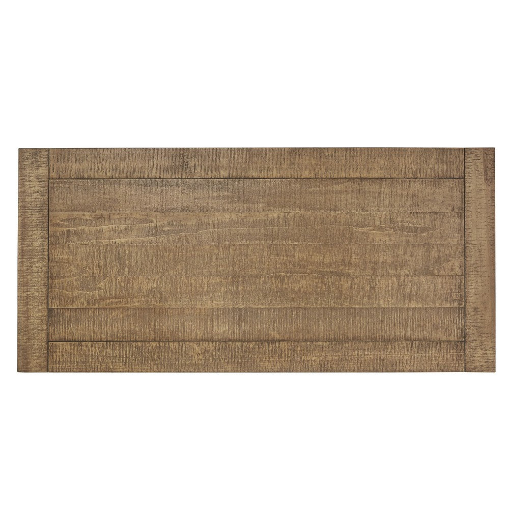 Meya Writing Desk I 4 Shelves I Planked Brown Wood I Wrought Iron I 60"