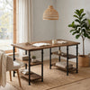 Meya Writing Desk I 4 Shelves I Planked Brown Wood I Wrought Iron I 60"