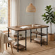 Meya Writing Desk I 4 Shelves I Planked Brown Wood I Wrought Iron I 60"