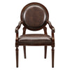 Mont Armchair I Medallion Back I Scroll Arms I Foam Fill Brown Faux Leather