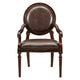 Mont Armchair I Medallion Back I Scroll Arms I Foam Fill Brown Faux Leather