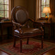 Mont Armchair I Medallion Back I Scroll Arms I Foam Fill Brown Faux Leather