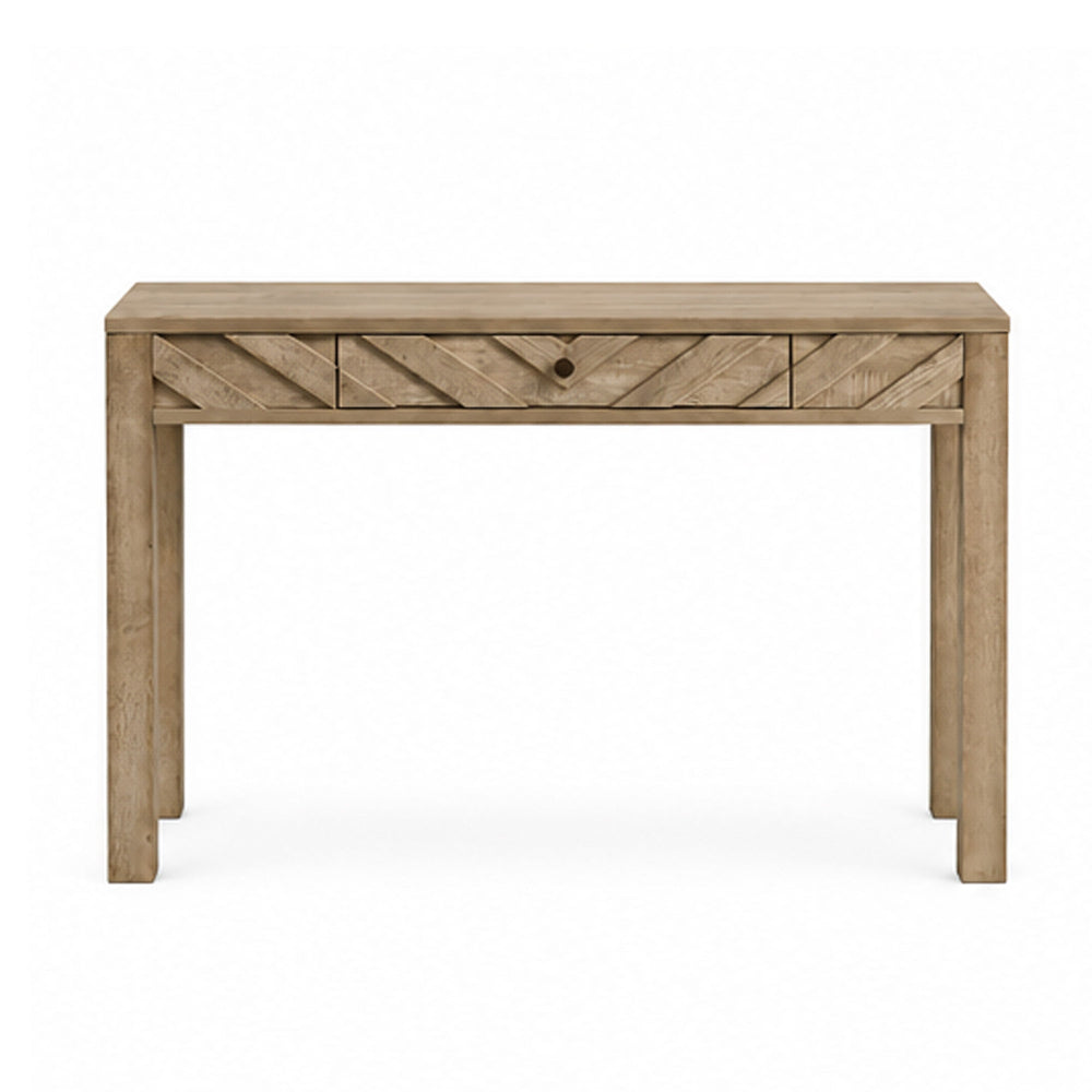 Writing Desk w Drawer I Angular Planks I Square Legs I Light Brown 48"