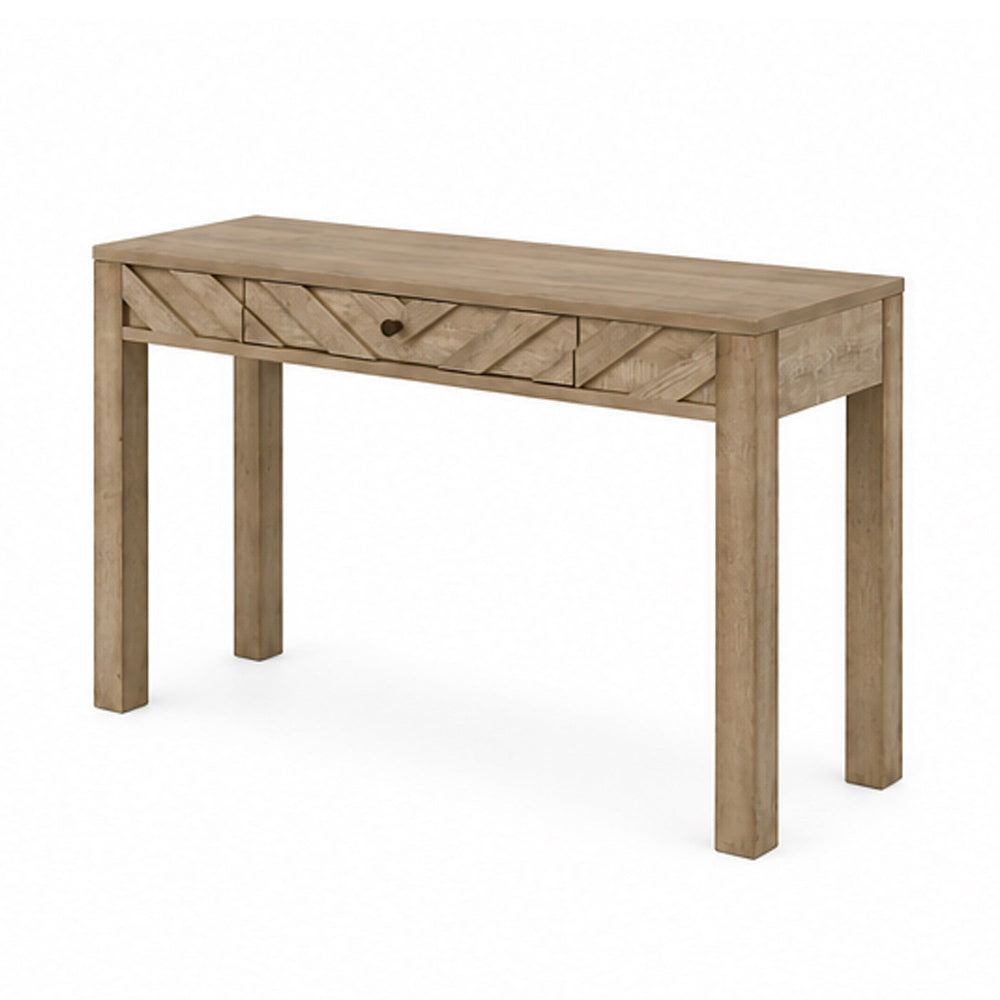 Writing Desk w Drawer I Angular Planks I Square Legs I Light Brown 48"