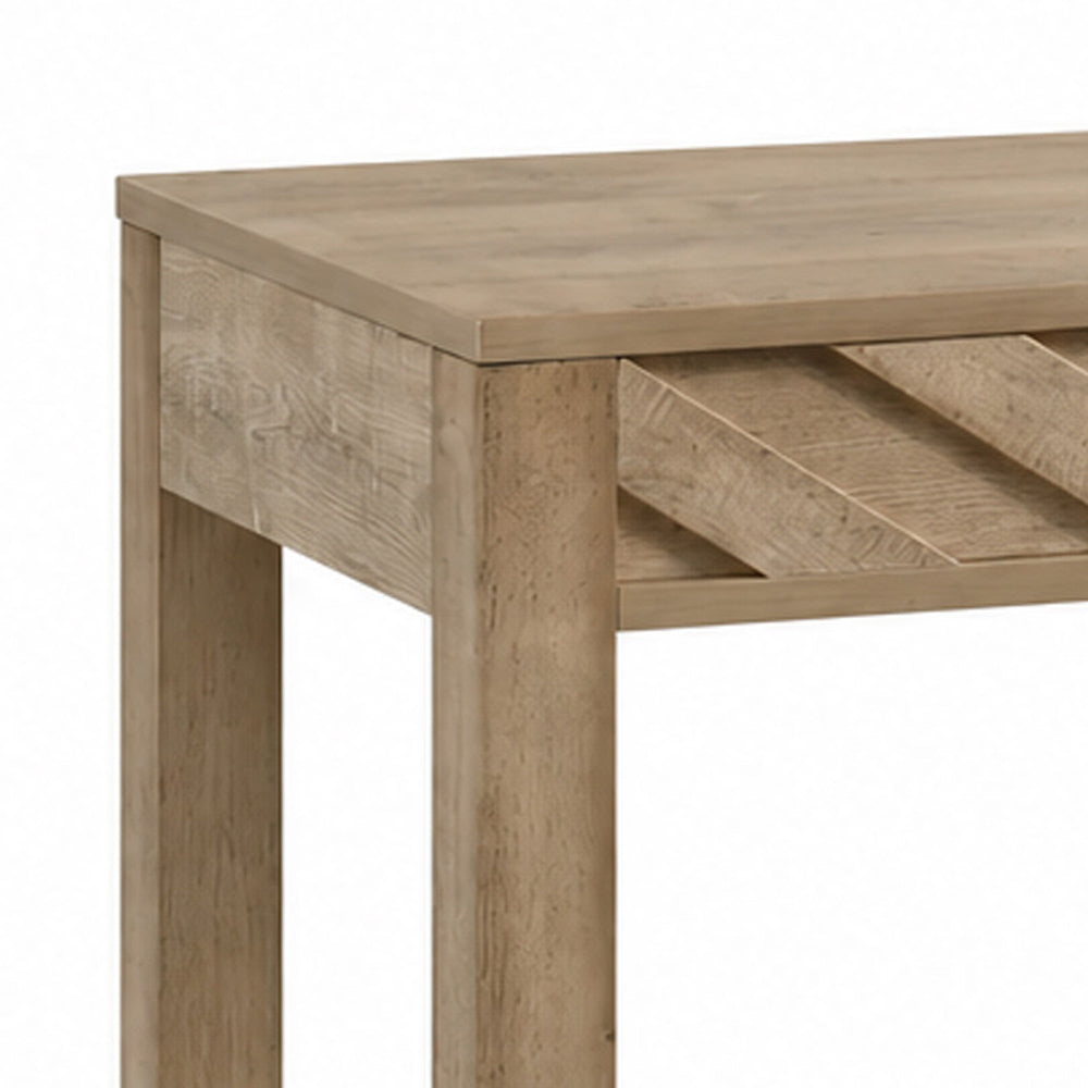 Writing Desk w Drawer I Angular Planks I Square Legs I Light Brown 48"