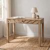 Writing Desk w Drawer I Angular Planks I Square Legs I Light Brown 48"