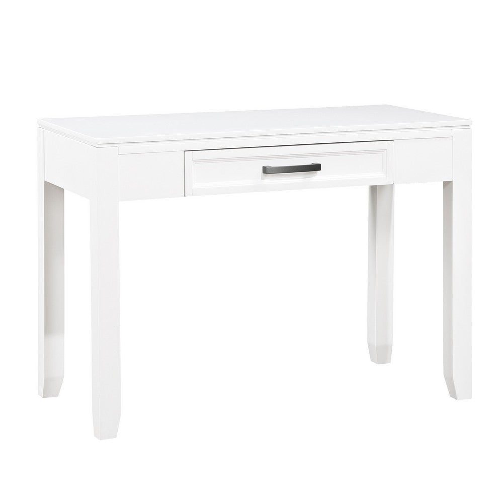 Gare Writing Desk w Drawer I Frame Molding I White & Black Nickel 42"