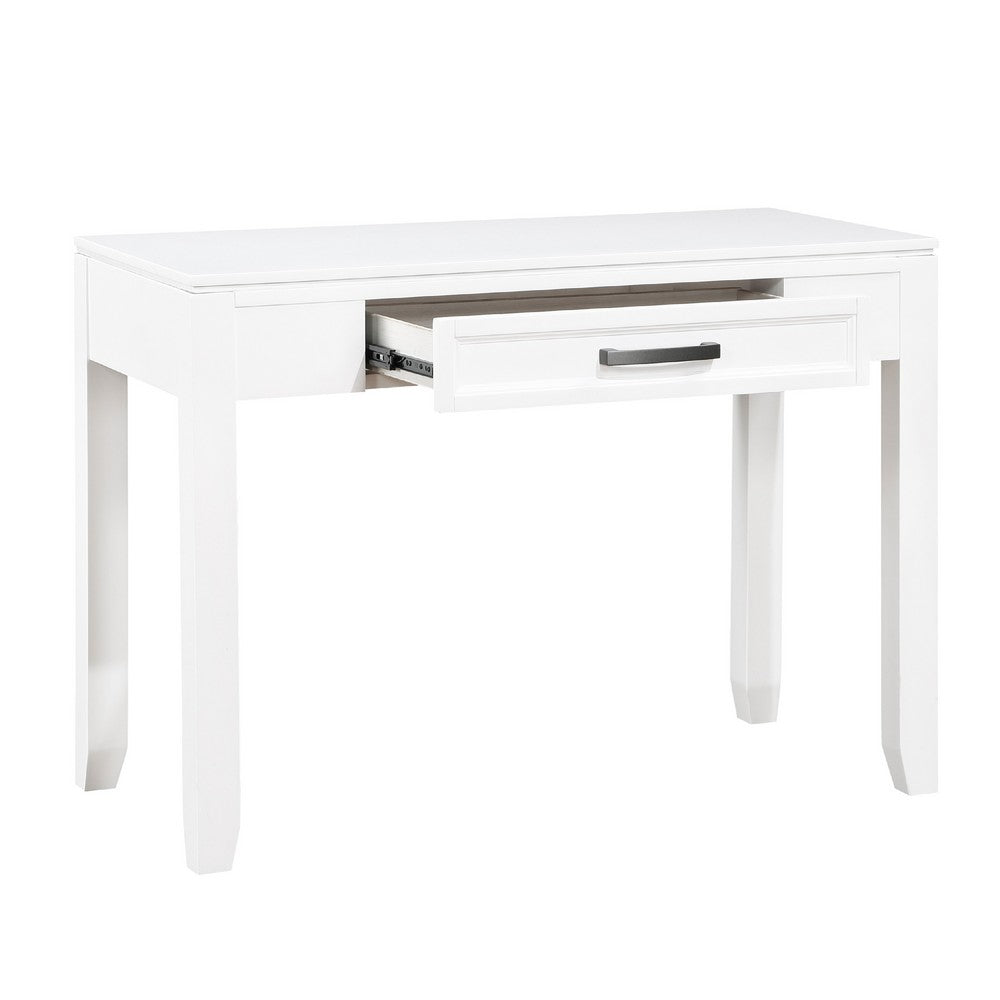 Gare Writing Desk w Drawer I Frame Molding I White & Black Nickel 42"