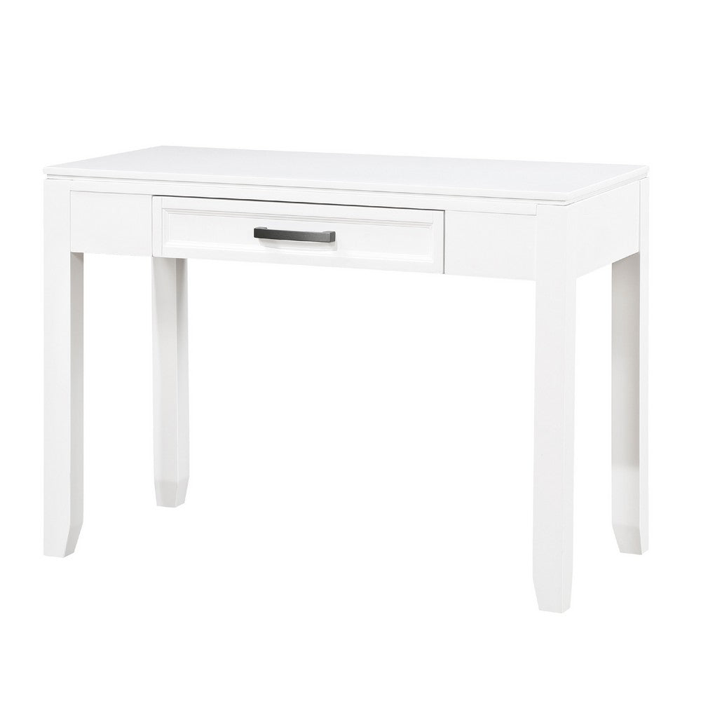 Gare Writing Desk w Drawer I Frame Molding I White & Black Nickel 42"