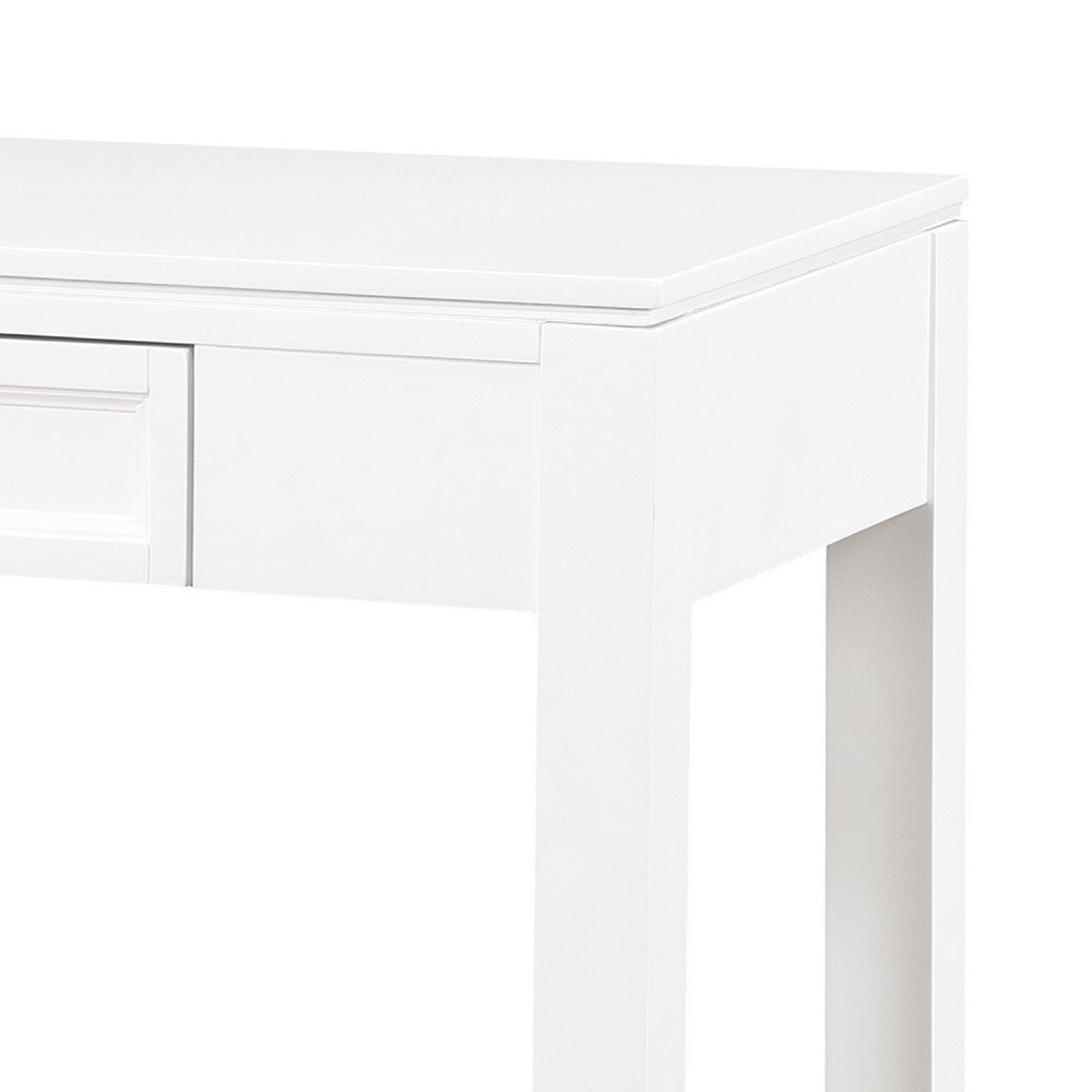 Gare Writing Desk w Drawer I Frame Molding I White & Black Nickel 42"