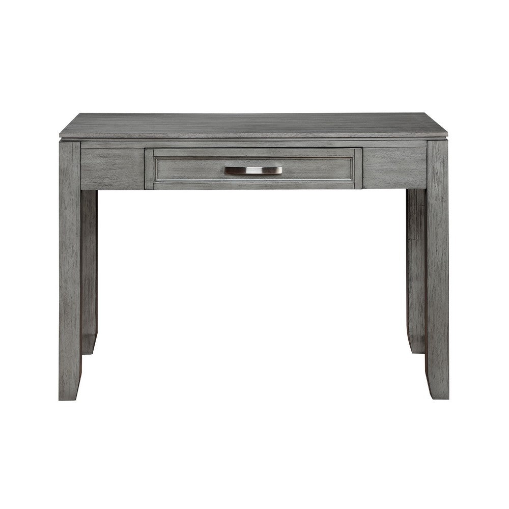 Gare Writing Desk w Drawer I Frame Molding I Rustic Gray & Silver 42"