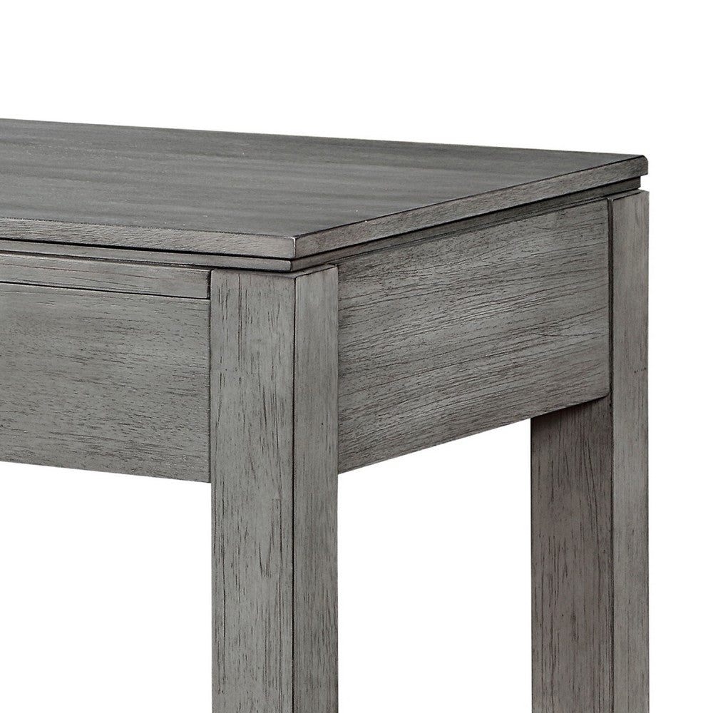 Gare Writing Desk w Drawer I Frame Molding I Rustic Gray & Silver 42"