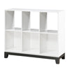 Gare Bookcase | 6 Cubby Shelves I White Wood Frame I Black Base 40"