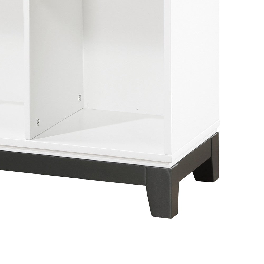 Gare Bookcase | 6 Cubby Shelves I White Wood Frame I Black Base 40"