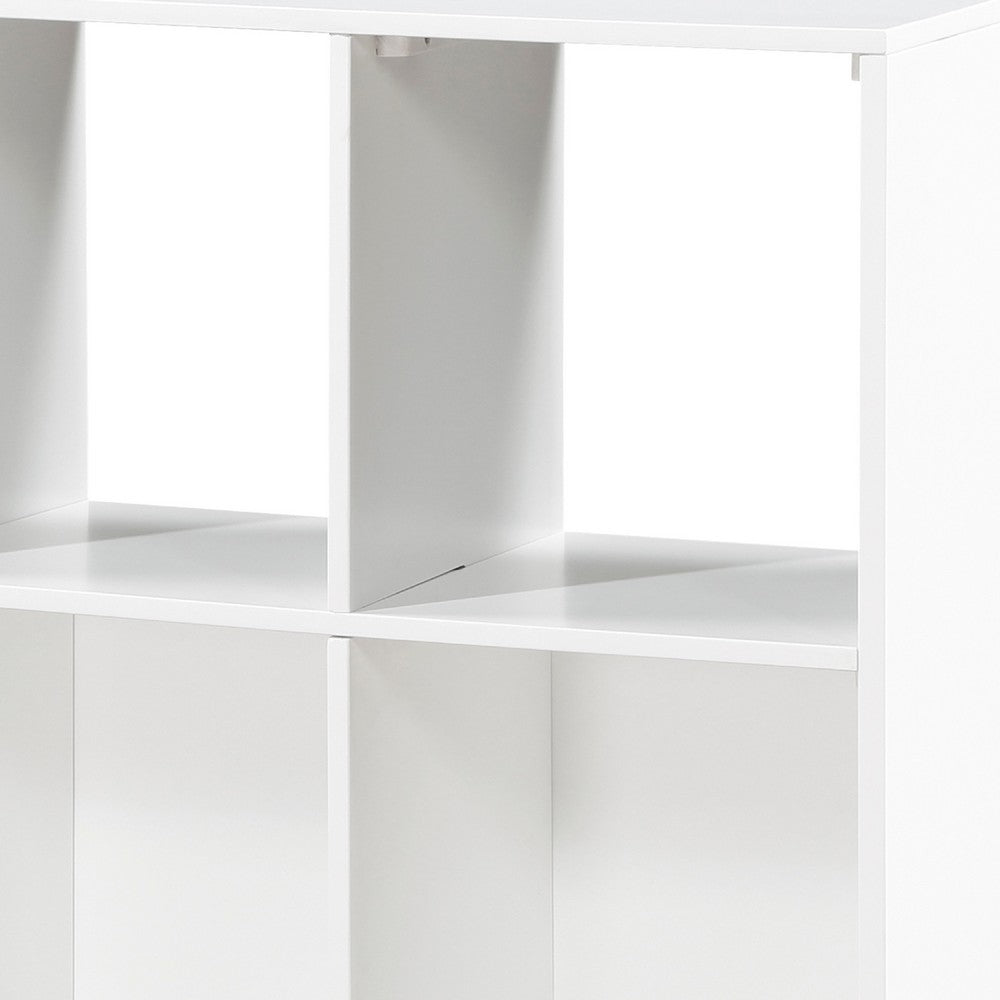 Gare Bookcase | 6 Cubby Shelves I White Wood Frame I Black Base 40"