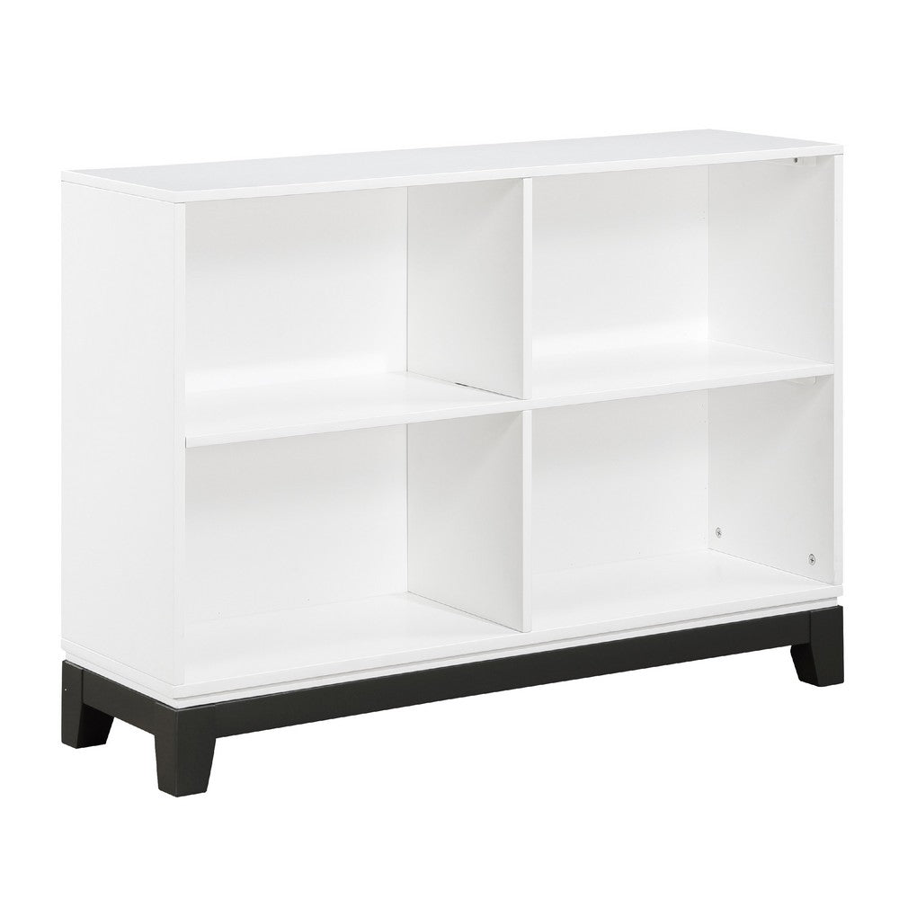 Gare Bookcase  4 Cubby Shelves I White Wood Frame I Black Base 43"