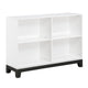 Gare Bookcase  4 Cubby Shelves I White Wood Frame I Black Base 43"
