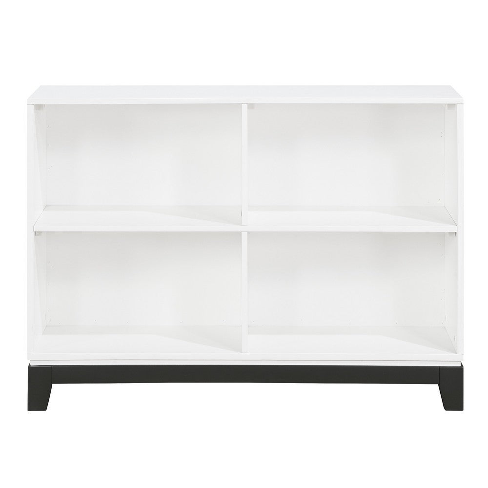 Gare Bookcase  4 Cubby Shelves I White Wood Frame I Black Base 43"