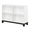 Gare Bookcase  4 Cubby Shelves I White Wood Frame I Black Base 43"