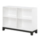 Gare Bookcase  4 Cubby Shelves I White Wood Frame I Black Base 43"