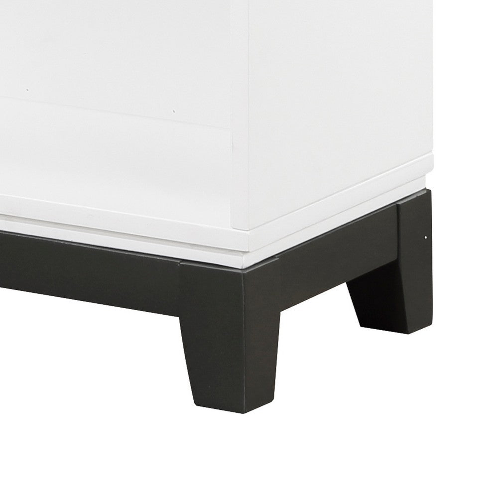 Gare Bookcase  4 Cubby Shelves I White Wood Frame I Black Base 43"