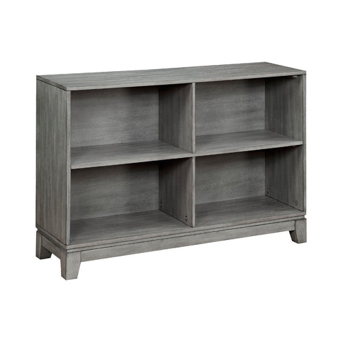 Gare Bookcase  4 Cubby Shelves I Low Profile I Rustic Gray Wood 43"