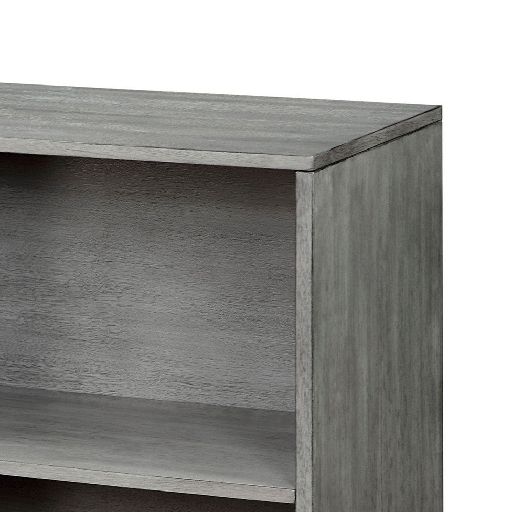 Gare Bookcase  4 Cubby Shelves I Low Profile I Rustic Gray Wood 43"