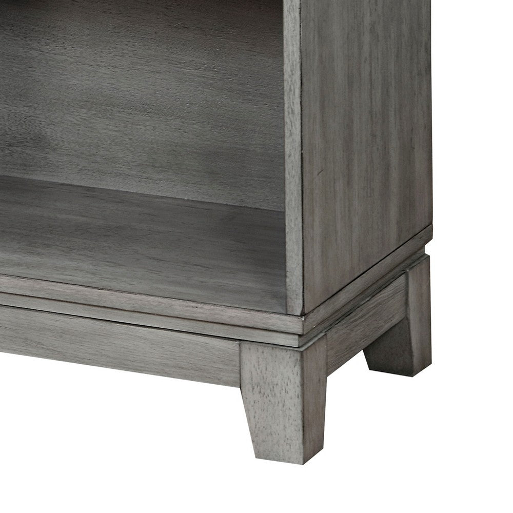 Gare Bookcase  4 Cubby Shelves I Low Profile I Rustic Gray Wood 43"