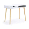 Writing Desk w Drawer & Open Cubby I White Top I Natural Brown 35"