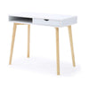 Writing Desk w Drawer & Open Cubby I White Top I Natural Brown 35"