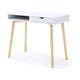 Writing Desk w Drawer & Open Cubby I White Top I Natural Brown 35"