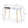 Writing Desk w Drawer & Open Cubby I White Top I Natural Brown 35"