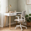 Writing Desk w Drawer & Open Cubby I White Top I Natural Brown 35"