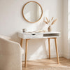 Writing Desk w Drawer & Open Cubby I White Top I Natural Brown 35"