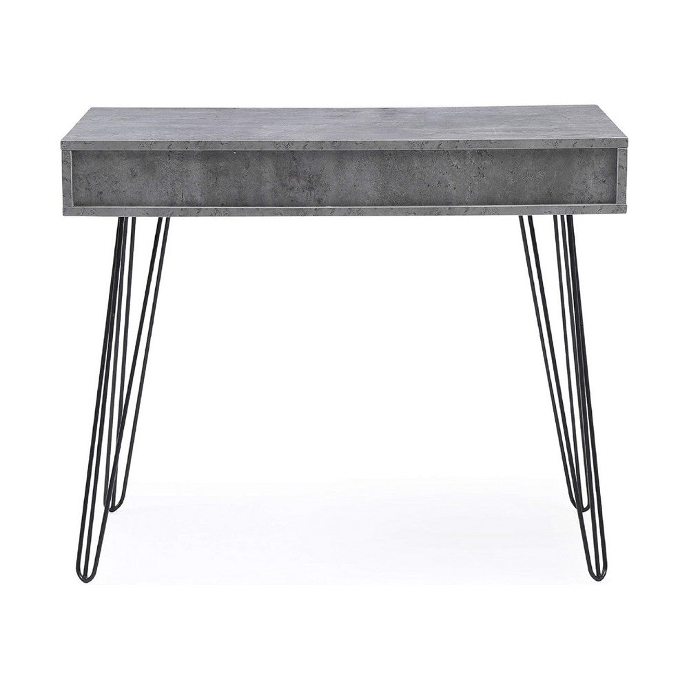 Writing Desk I 2 Drawers I White & Gray Marbling I Hairpin Legs 35"