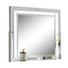 Pumi Dresser Mirror w LED | Glass Panel Trim | Ivory 38x44 Rectangular