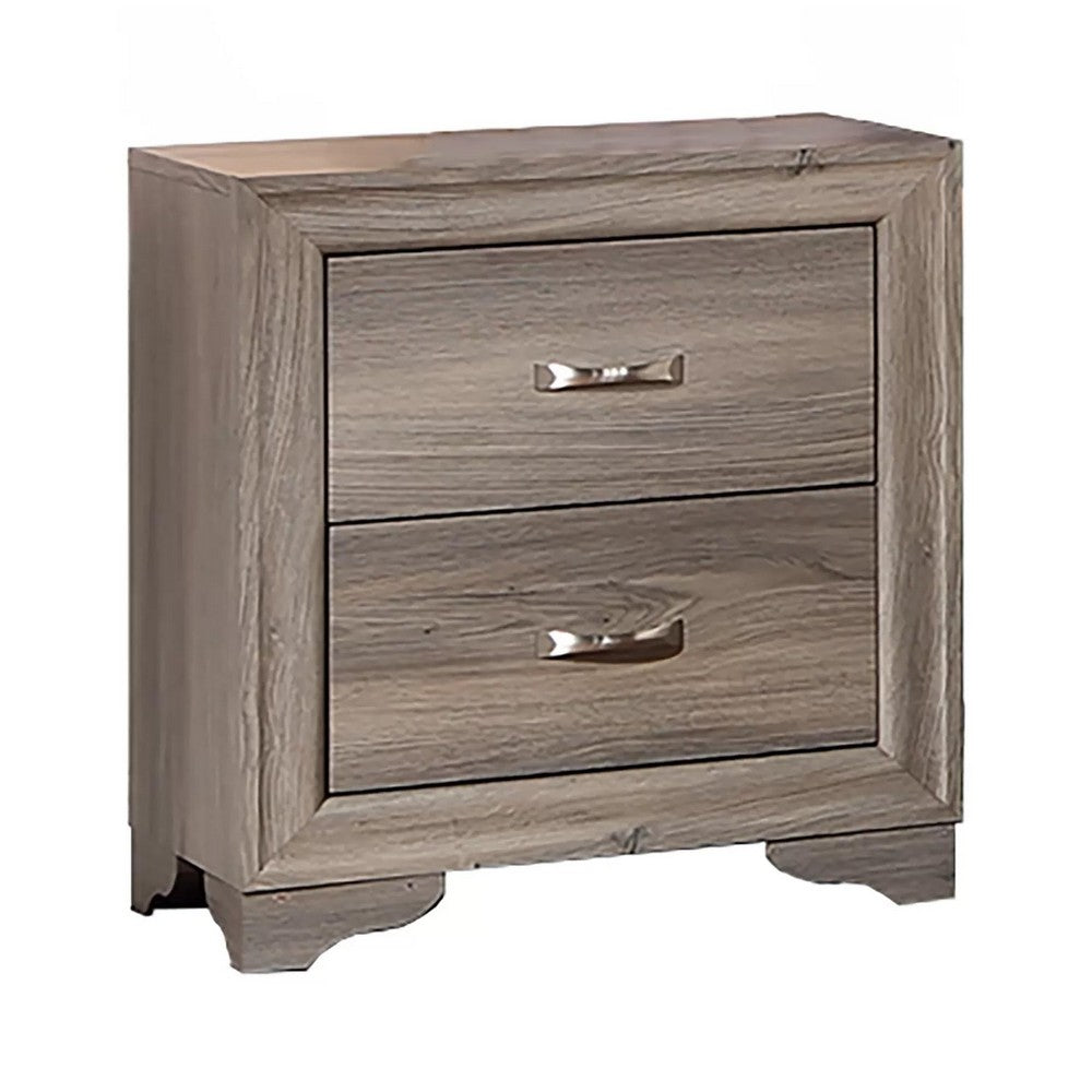 Aaz Nightst& | 2 Drawers | Silver H&les | Weathered Gray