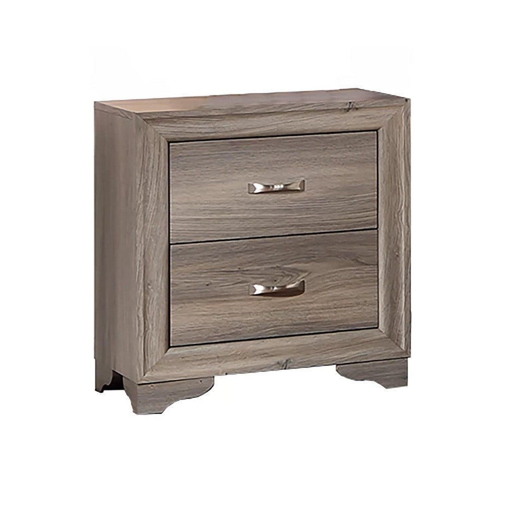 Aaz Nightst& | 2 Drawers | Silver H&les | Weathered Gray