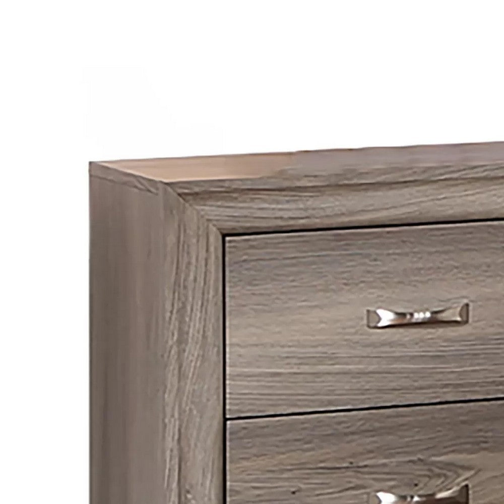 Aaz Nightst& | 2 Drawers | Silver H&les | Weathered Gray
