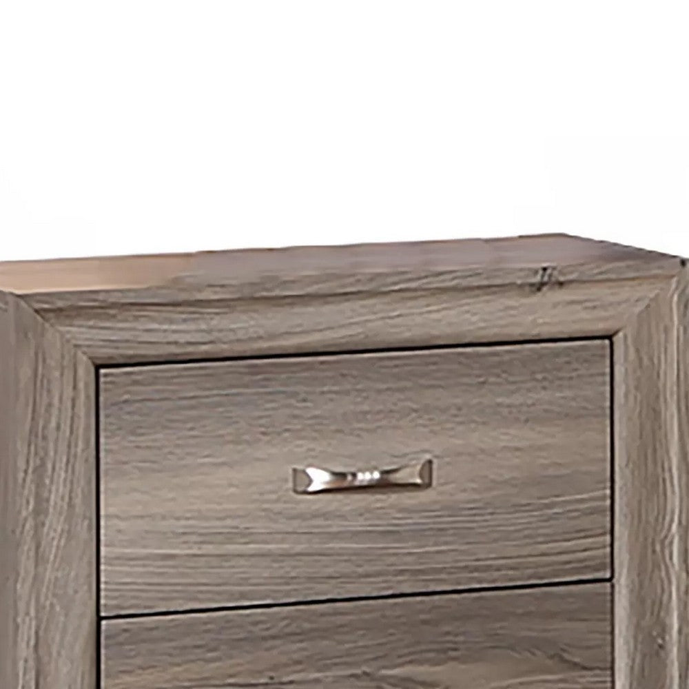Aaz Nightst& | 2 Drawers | Silver H&les | Weathered Gray