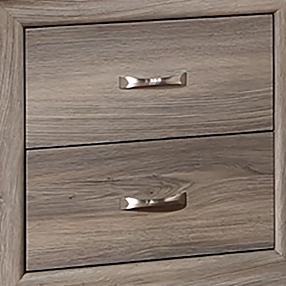 Aaz Nightst& | 2 Drawers | Silver H&les | Weathered Gray