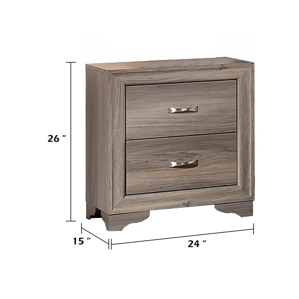 Aaz Nightst& | 2 Drawers | Silver H&les | Weathered Gray
