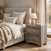 Aaz Nightst& | 2 Drawers | Silver H&les | Weathered Gray