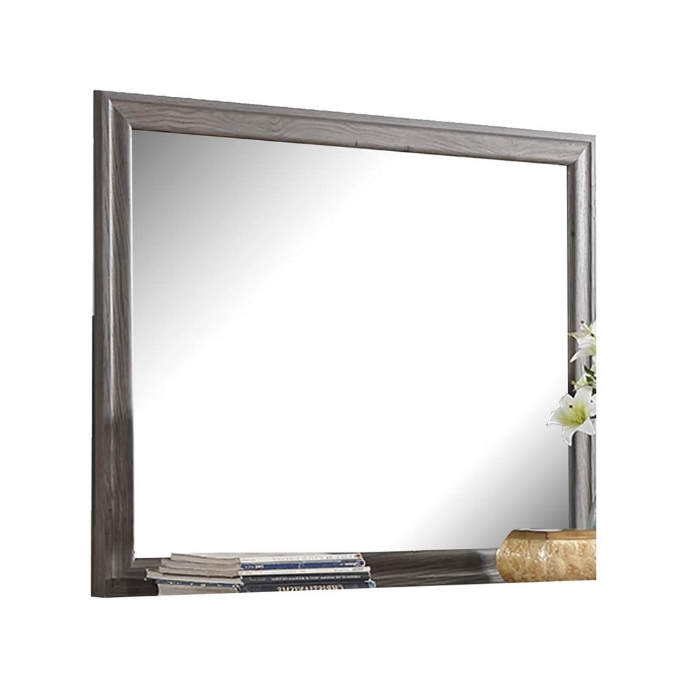 Aaz Dresser Mirror | Framed Design | Weathered Gray 37x47 Rectangular