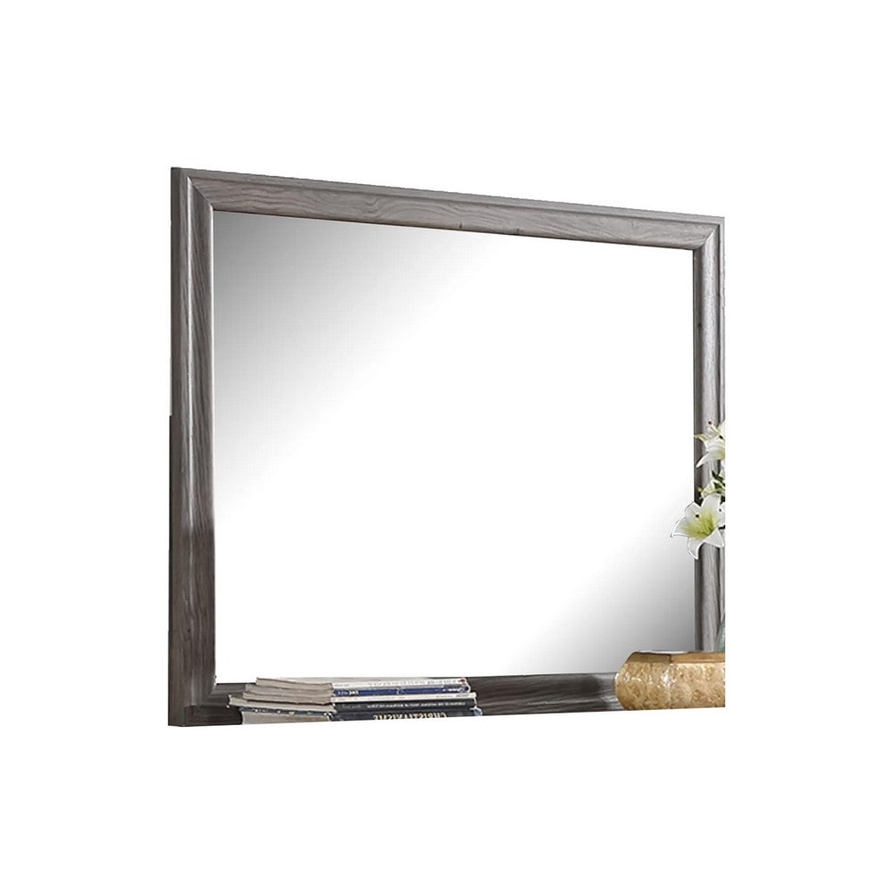 Aaz Dresser Mirror | Framed Design | Weathered Gray 37x47 Rectangular