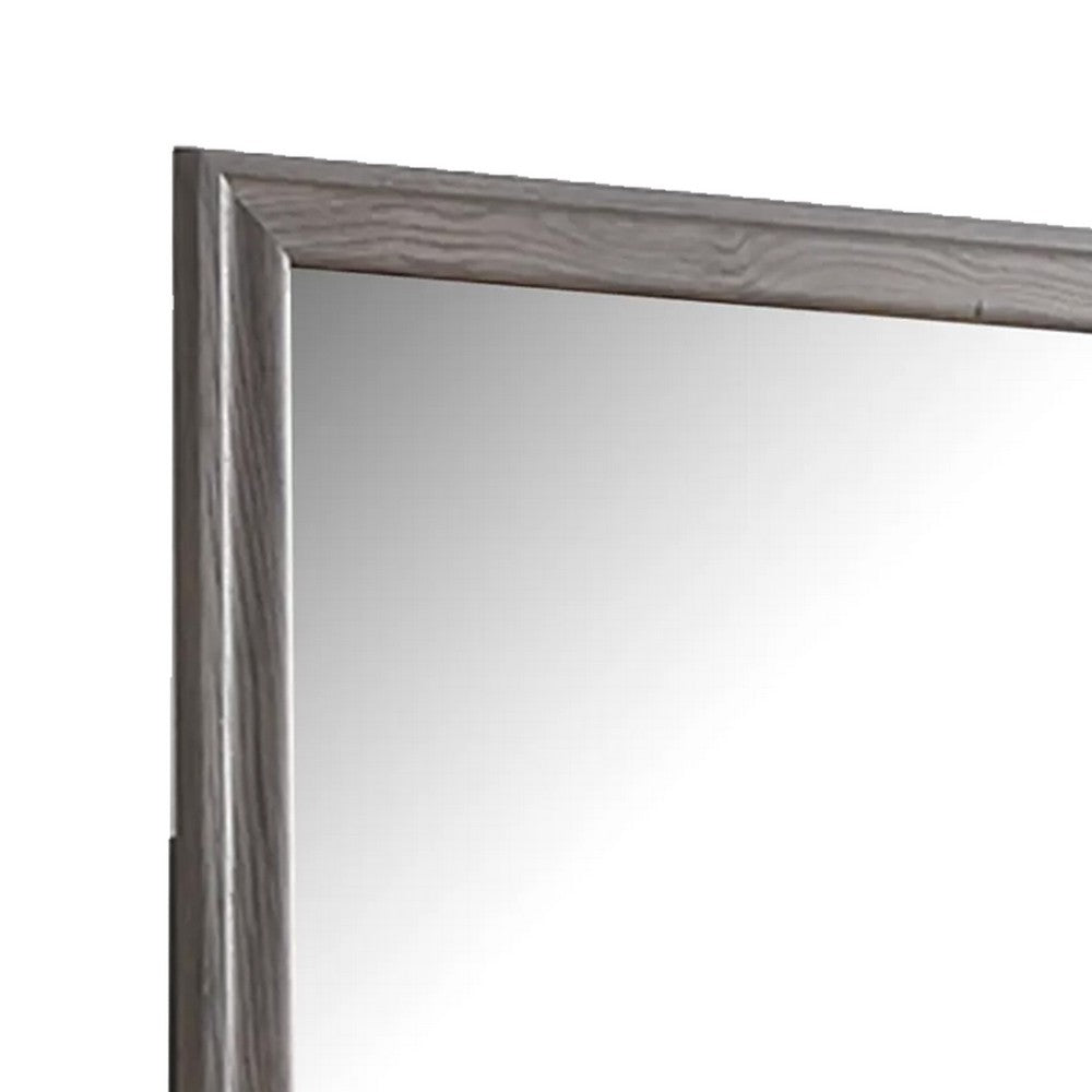 Aaz Dresser Mirror | Framed Design | Weathered Gray 37x47 Rectangular