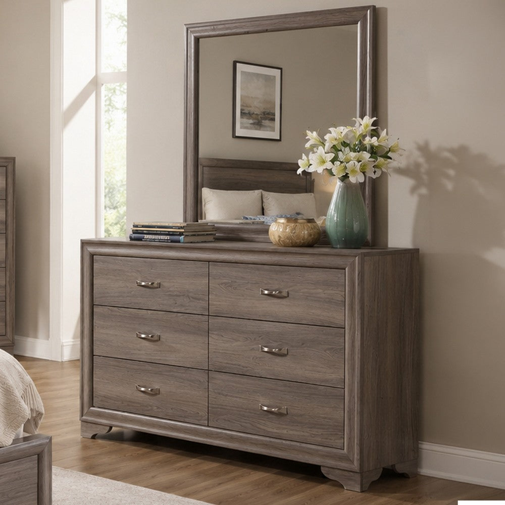 Aaz Dresser Mirror | Framed Design | Weathered Gray 37x47 Rectangular