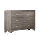 Aaz 58" Wide Dresser | 6 Drawers | Silver H&les | Weathered Gray